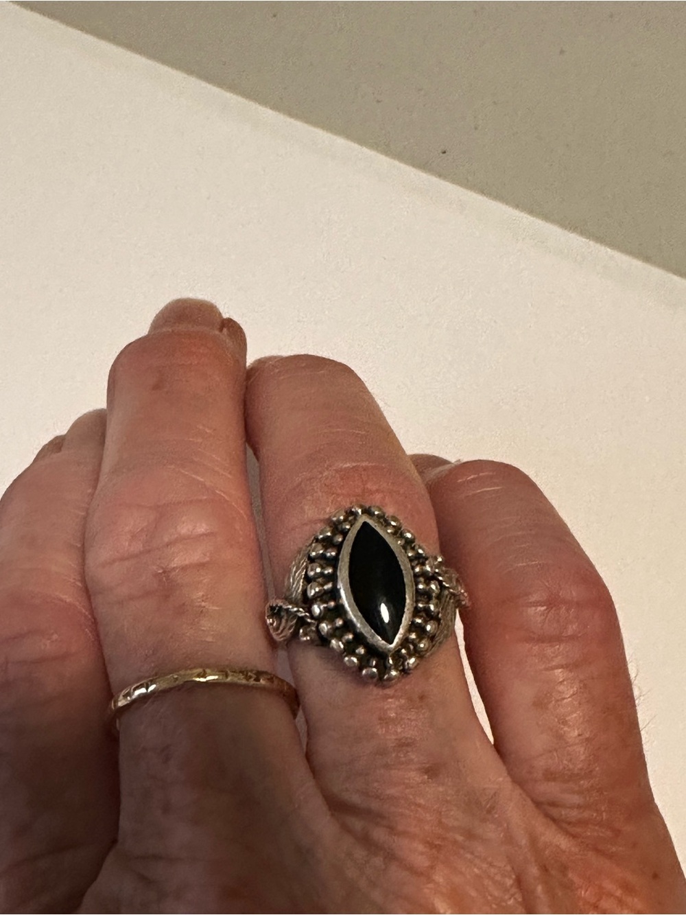 Black onyx ring 925 silver Women's southwestern style